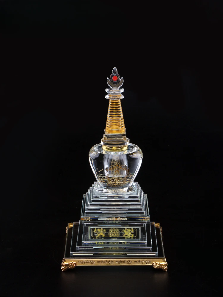 Crystal ornament, Shurangama mantra treasure tank, Indrani Sutra mantra tower five-wheel tower containing relic