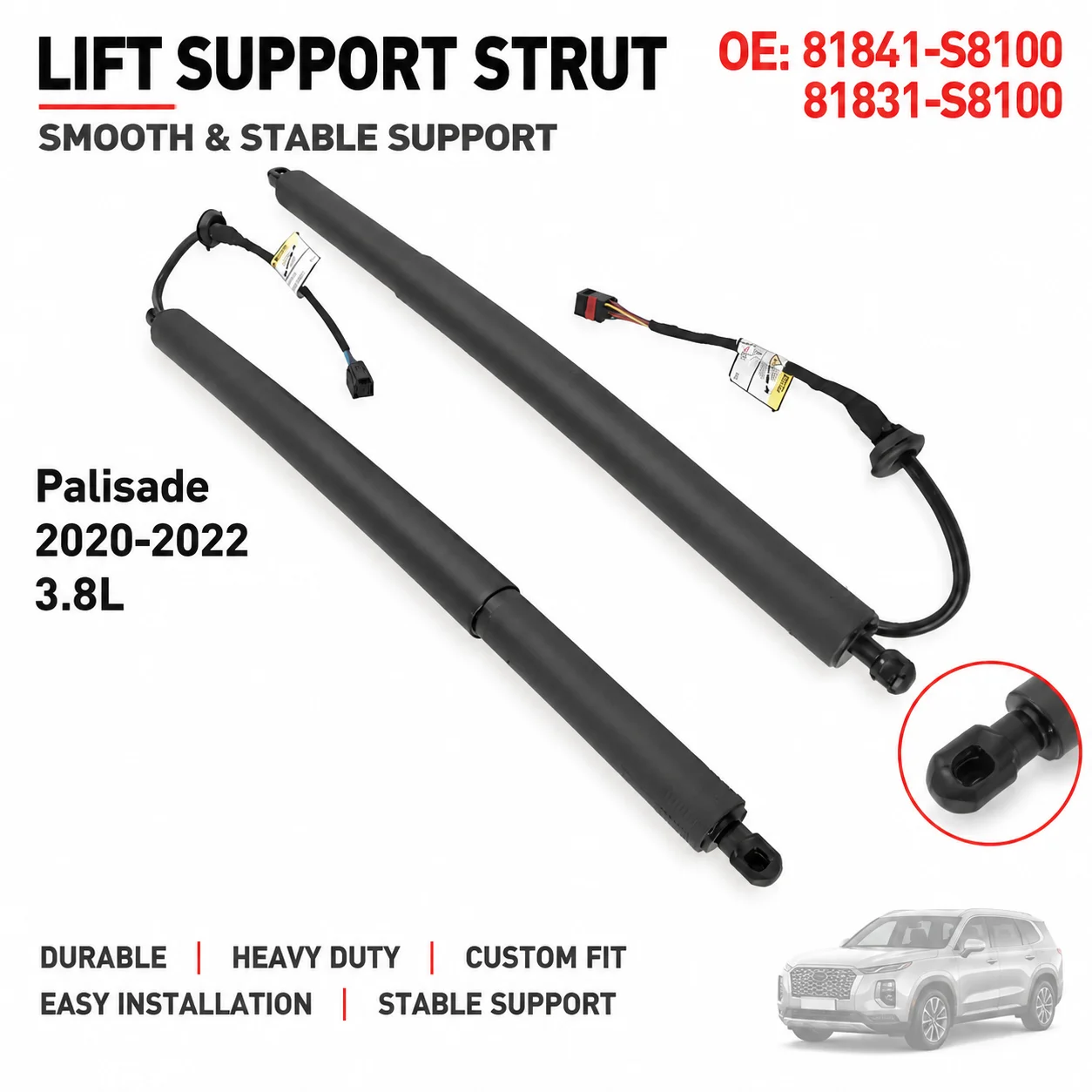 81841-S8100 81831-S8100 Rear Electric Support Rod for Hyundai Palisade 2020-2022 Reliable Direct Fit Easy Installation