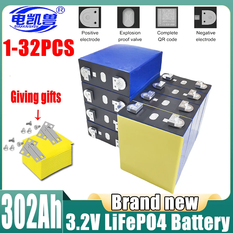 

New 3.2V 302Ah 1-32PCS 2024 A-grade DIY 12V 24V 36V 48V LiFePO4 battery electric scooter RV lithium iron phosphate solar storage