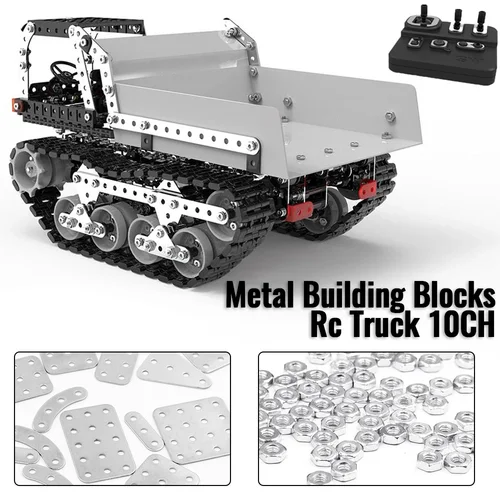 남아용 금속 빌딩 블록 어셈블리, 10ch 트랙 덤프 트럭, 리모컨 트럭, 나사 너트, 금속 3D 모델 