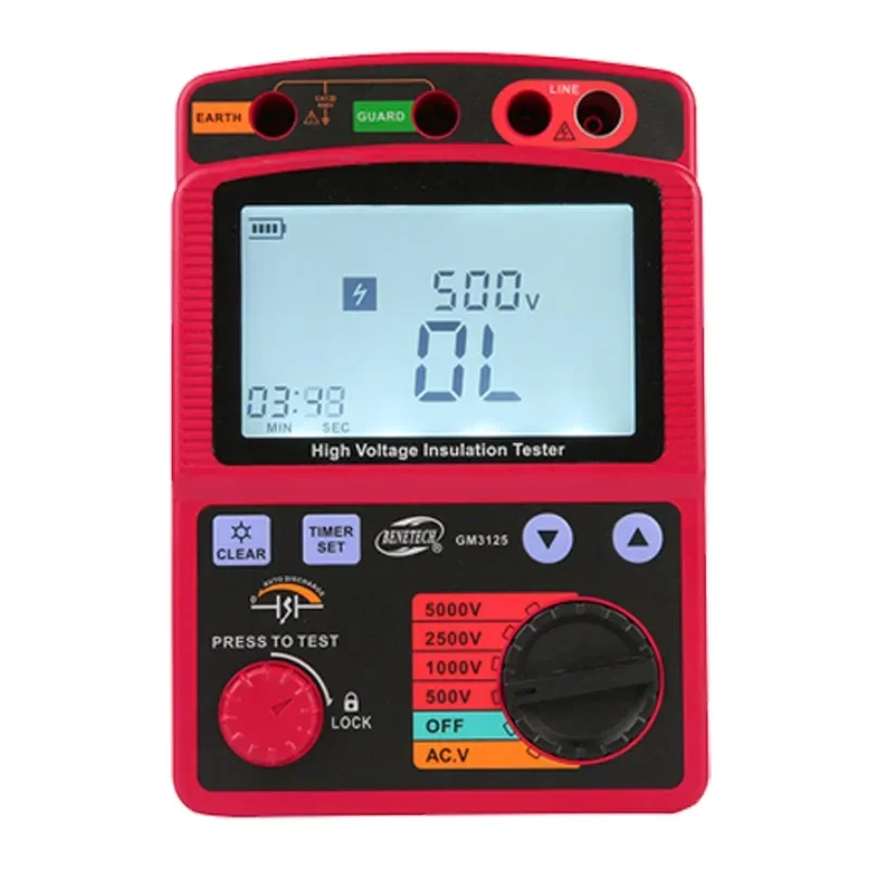 GM3125 High Voltage 5KV Insulation Resistance Tester Meter 1T Ohm DAR PI