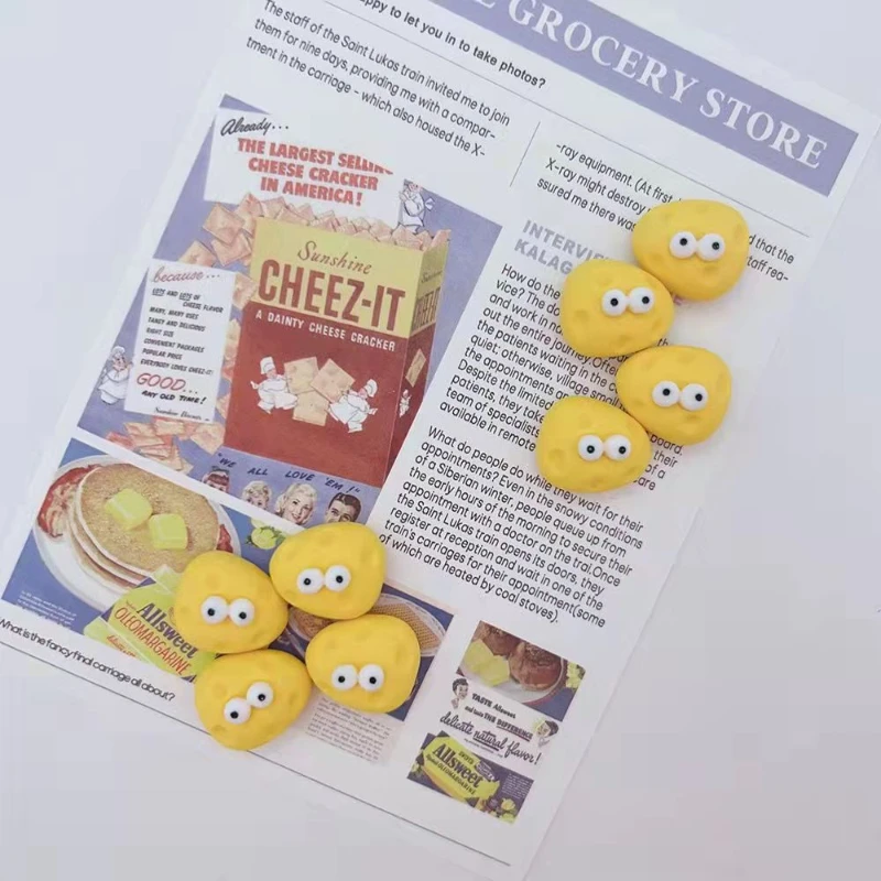 8pcs Cartoon cute eyes cheese Fridge Magnet Photo Wall message board Bulletin board decoration Magnetic stickers Home Decor
