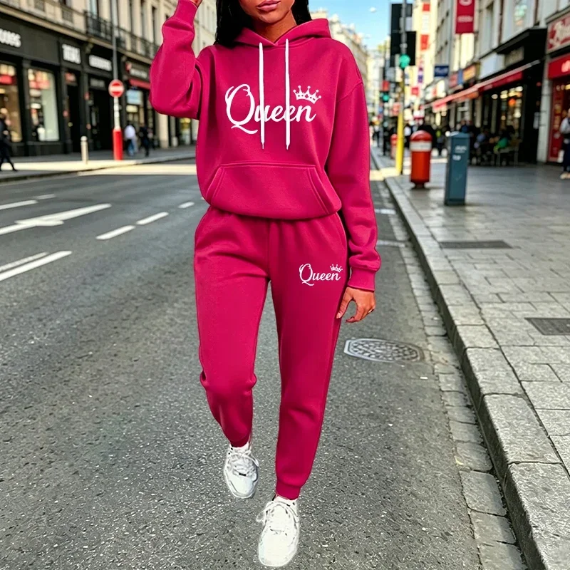 2026 Womens Tracksuit Casual Hooded Sweatshirt 2 Pcs Suit Outdoor Sports Clothes Outfits Autumn Winter Quality Woman Pants Sets