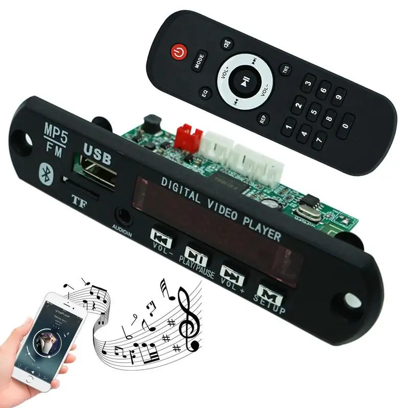 HD MP3 Decoders Module Board 1080P MP4 MP5 Lossless Wireless 5.0 Decoders Board Module Support USB And FM LED Display Remote