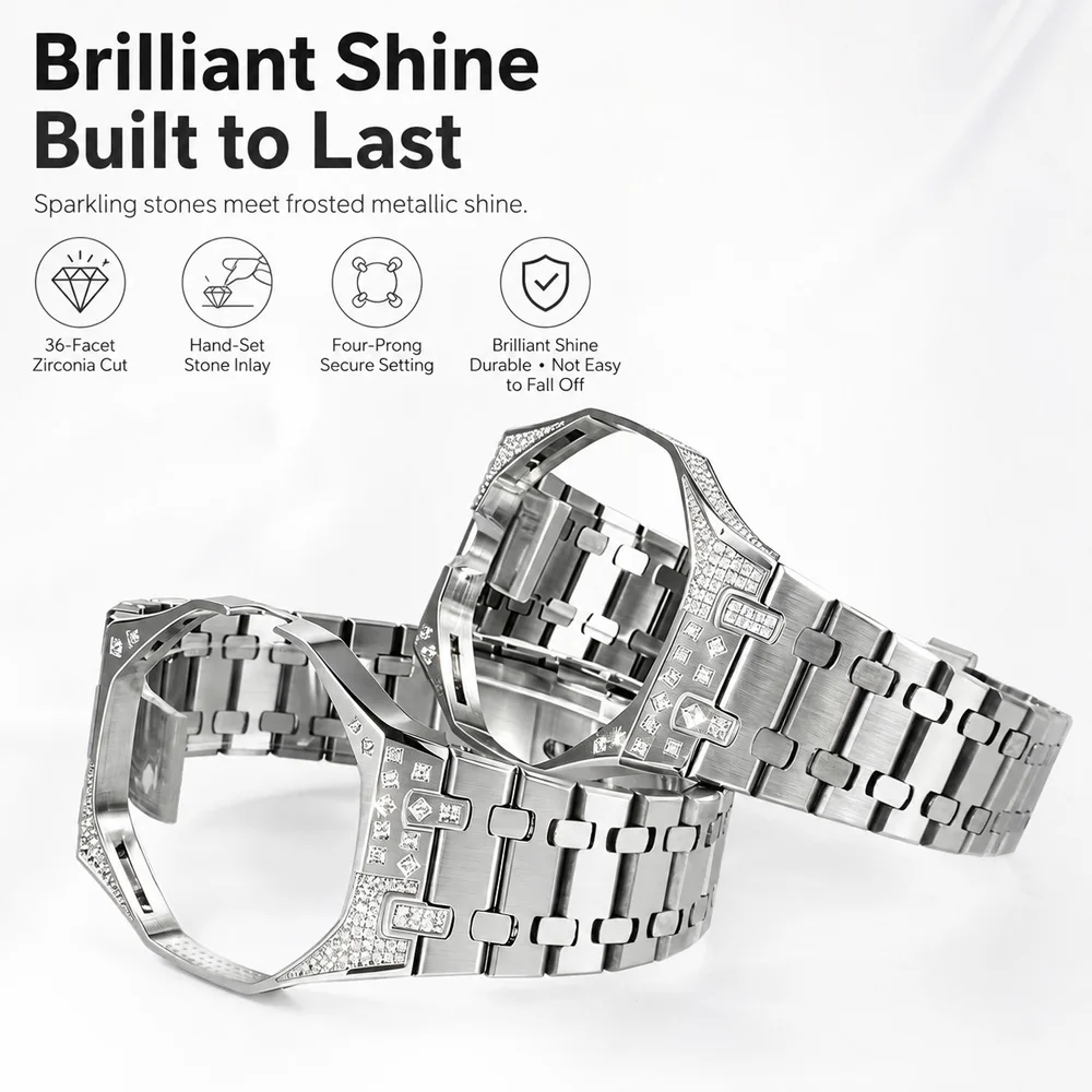 Stainless Steel Mod Kit for Swatch x AP Royal Pop Pocket Watch Silicone Wrist Strap Diamond Case Wristwatch Accessories