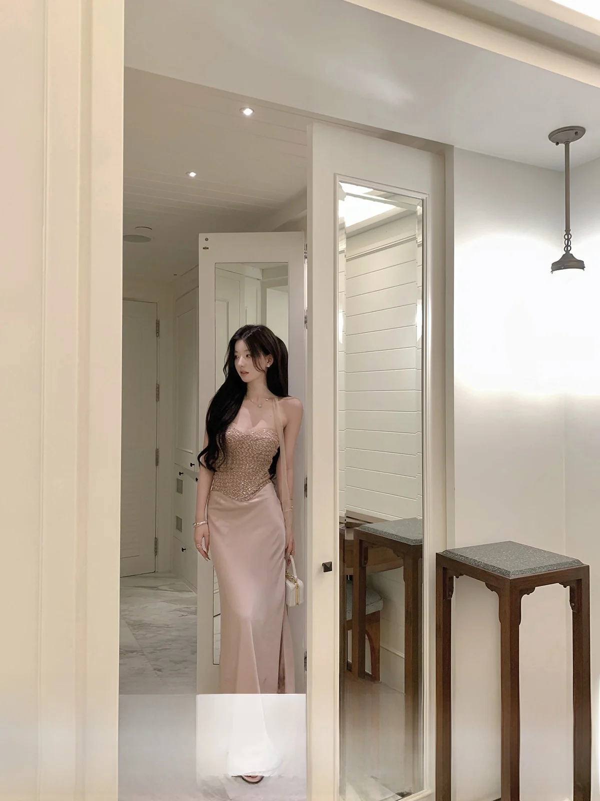 

Юбка YOLI Zhang Yuli Pink Satin ter Ne Dr женская, с высокой талией, облегающая, весенняя, модная, универсальная, длинная