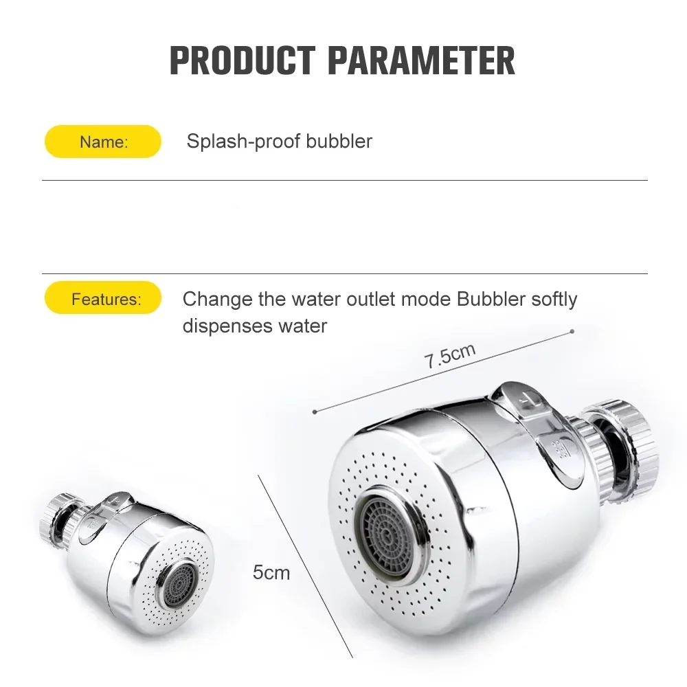 

Kitchen gadgets 2/3 Mode Faucet 360 Degree Rotation Filter Extension Tube Shower Water Saving Tap Universal Kitchen Accessories