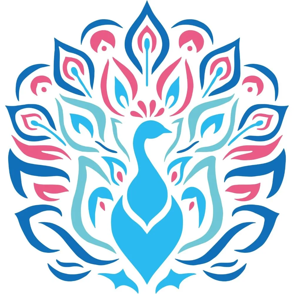 Peacock Stencil for Painting 11.8x11.8 inch Decorative Bird Peacock Template Hollowed Opening Tail Peacock Stencil making kit
