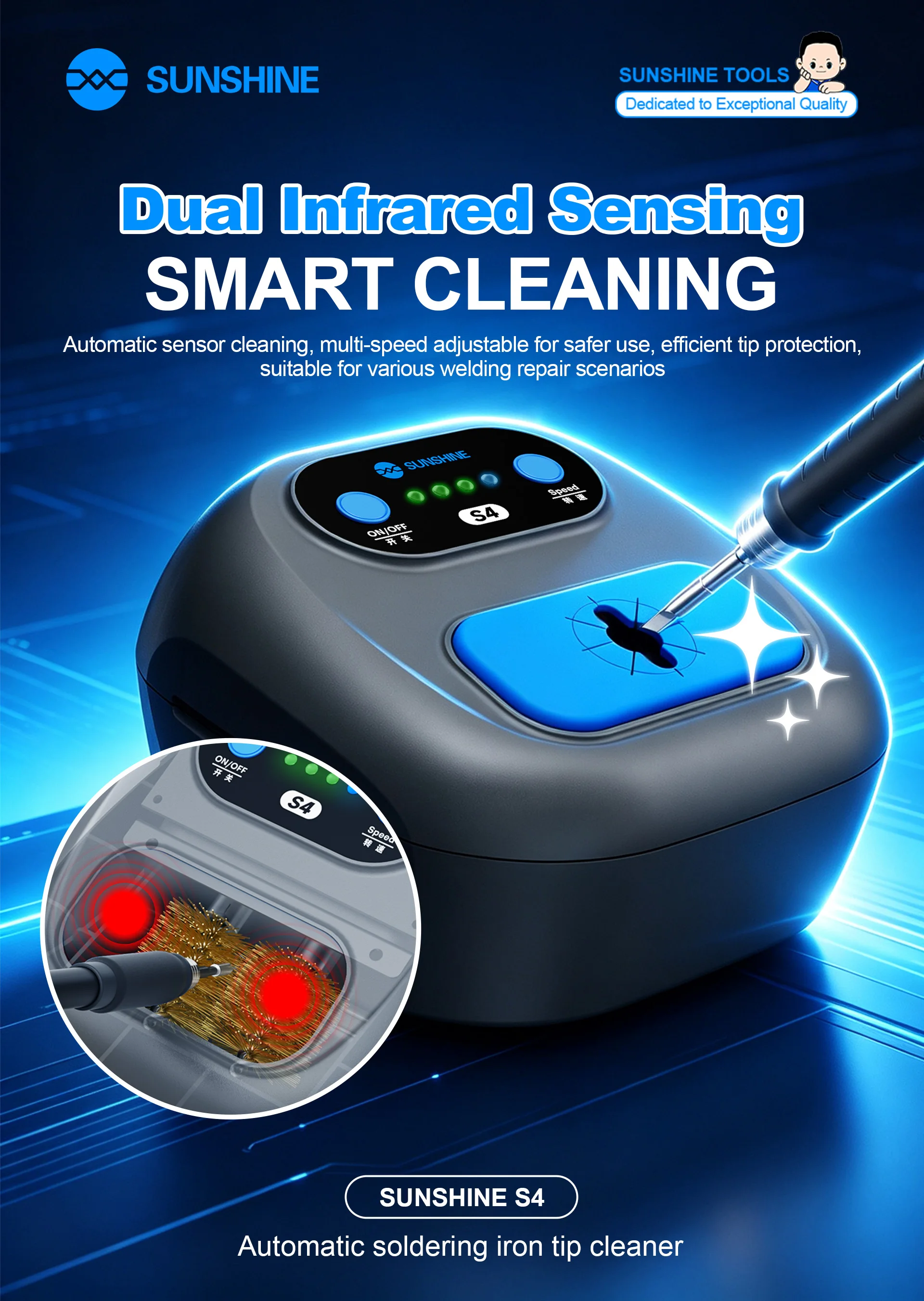 sunshine-s4-automatic-soldering-iron-tip-cleaner-automatic-sensor-cleaning-for-welding-repair-scenarios-efficient-tip-protection