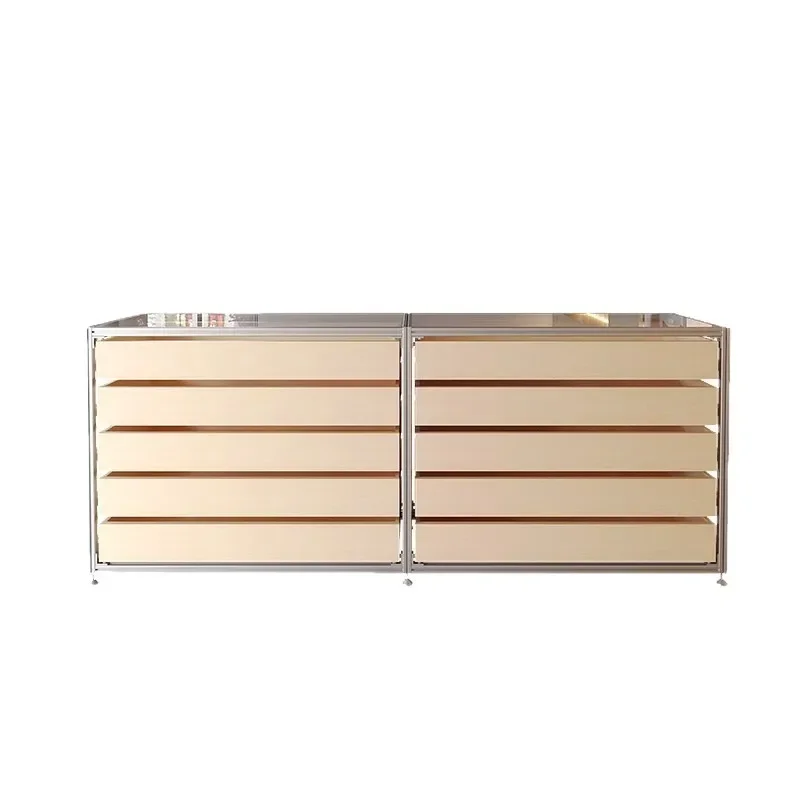 

Aluminum profile marine board birch storage chest of drawers DIY shelf café island multi-layer drawer display cabinet