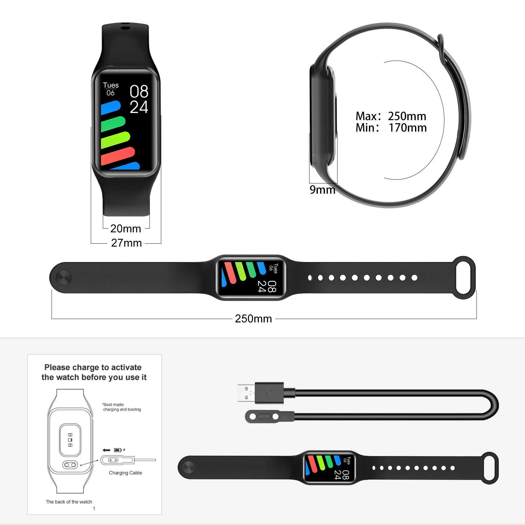 Blackview Sports Smartwatch النوم الصحة مراقبة القلب عداد الخطى اللياقة البدنية ساعة IP68 مقاوم للماء الرجال النساء ساعة لنظام أندرويد/IOS