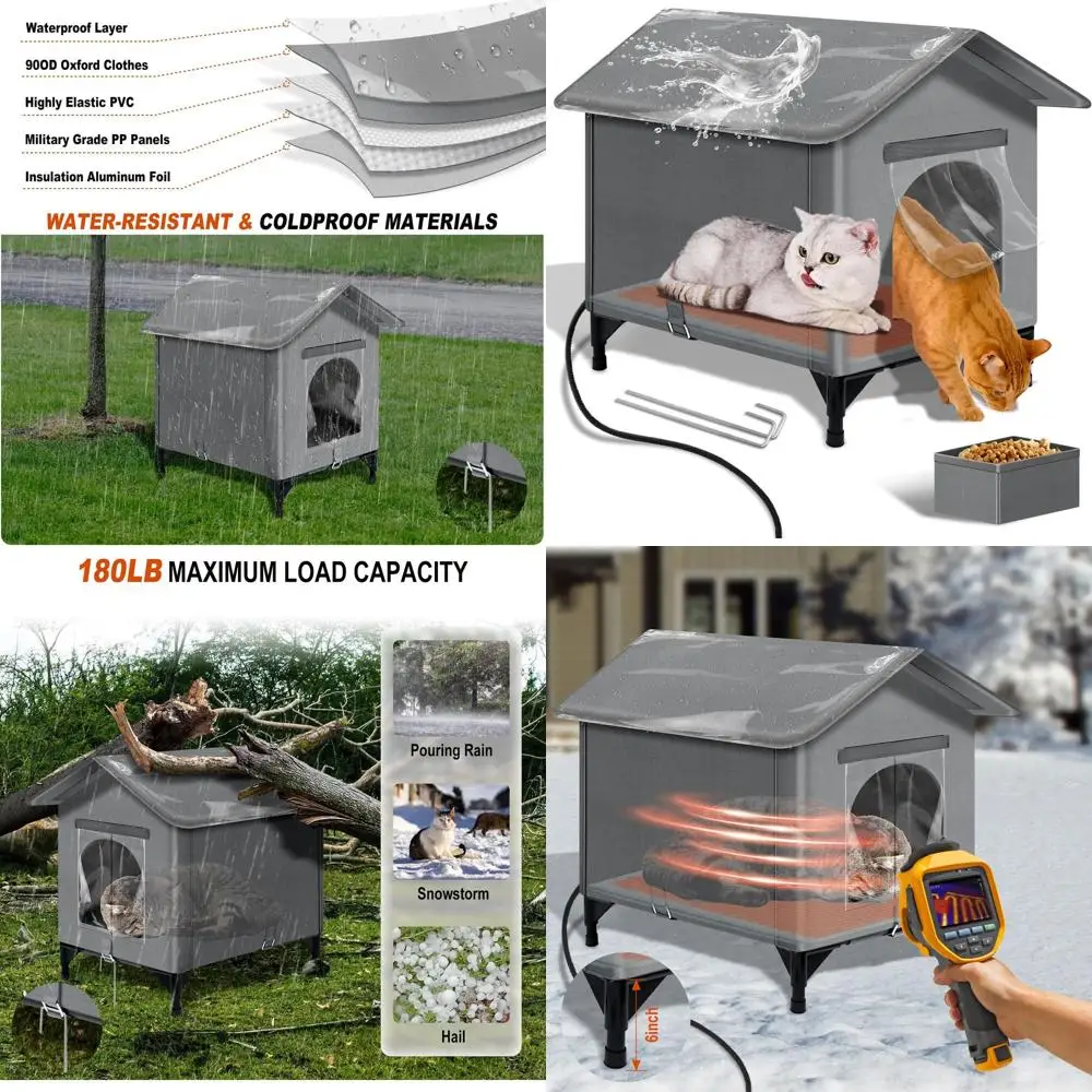 

Складное утепленное уличное укрытие для кошек с грелкой для зимы | Всепогодное укрытие для бездомных кошек