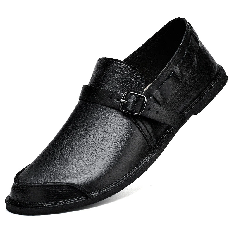 

Spring And Autumn Men's Large Size 45 Set Of Lazy Casual Shoes 46 Cowhide Soft Sole Buckle Leather Shoes 47 Fashion Loafers