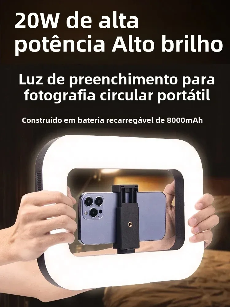 20w-リングライト携帯電話ハンドヘルドスタビライザー2700k-6500k-内蔵-8000mah-充電式バッテリー-selfie-ビデオライトスマートフォン用