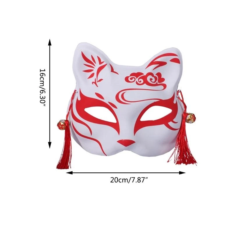 per maschera per gatti Disegno a mano giapponese Volpi Mezza maschera Divertente Halloween Masquerade Maschera cosplay Puntelli per feste Costumi