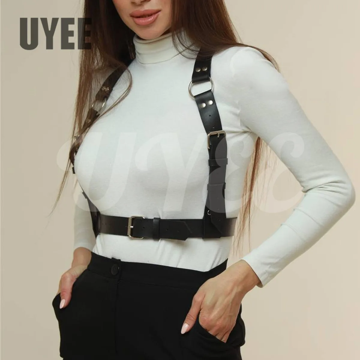 

UYEE Women Men Sexy Punk Chest Harness Women Corset Waist Belt Adjustable Straps Buckle Accessory Adjustable Techwear Y2k Belt