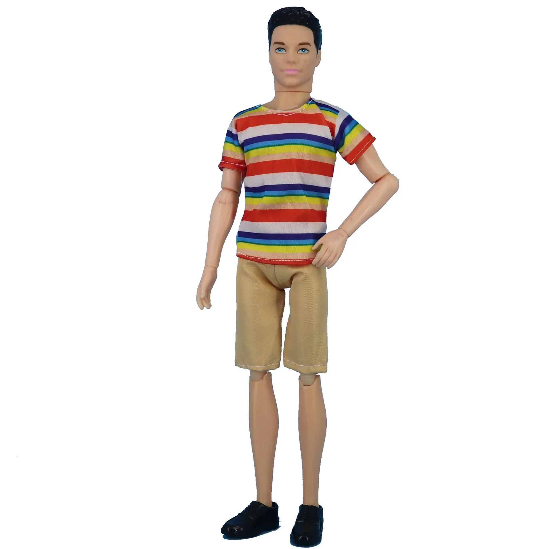 30cm Ken Doll Full Set 1/6 Bjd Male Doll with Summer Style Casual Top & Shorts Girls Dress Up Toys (Random Color Doll Head)