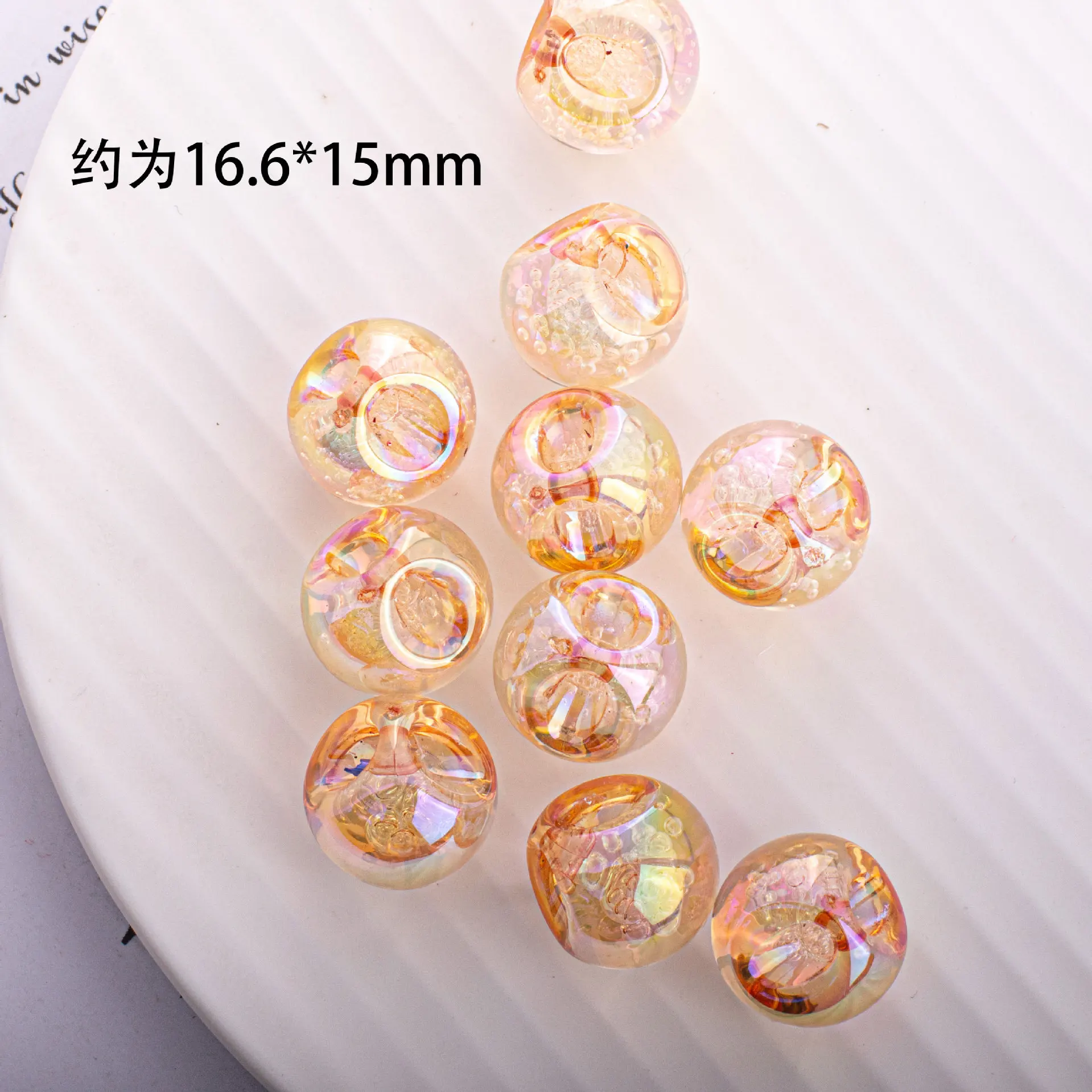 Wholesale 100pcs/lot uv print bubble effect geometry rounds shape acrylic beads diy jewelry hair accessory