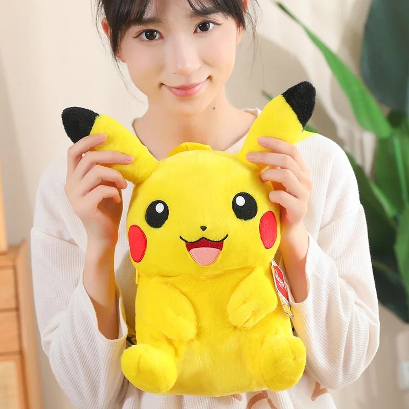 Pokemon Pikachu Pluszowa poduszka z kapturem w kształcie litery U Wypchana poduszka Anime Kreskówka Pikachu Plecak Kawaii Pikachu Pluszowa torba Dziecko Prezenty świąteczne