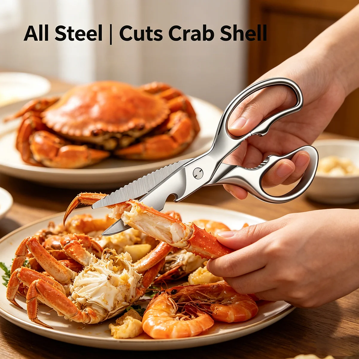 Stainless Steel Kitchen Scissors, Detachable All Steel Multi-Purpose for Chicken Bone Fish Cutting, Professional Cooking Tool