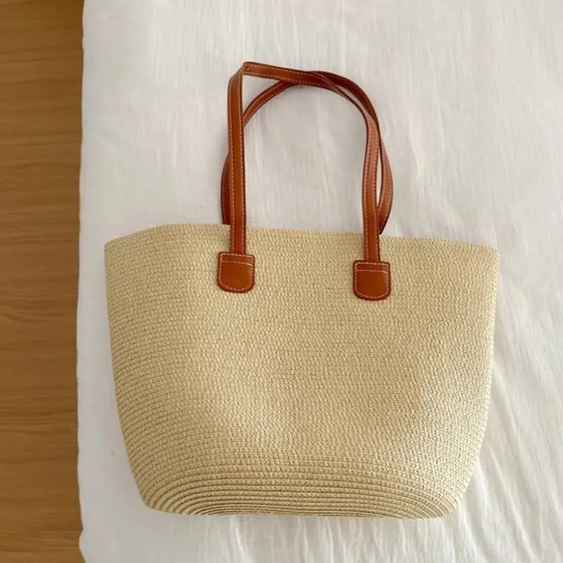 2025 صيف جديد كبير سعة St المنسوجة حقيبة نسائية الشاطئ Vaion Sle عادية بسيطة لينة بولي Leather حقيبة يد جلدية oulder #4