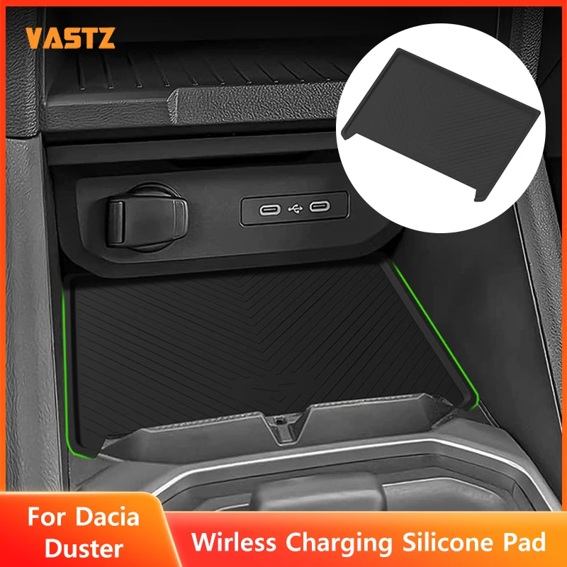 Center Console Silicone Wireless Charging Non-Slip Pad for Dacia Duster/ Renault Duster (2025-2026) Car Interior Accessories