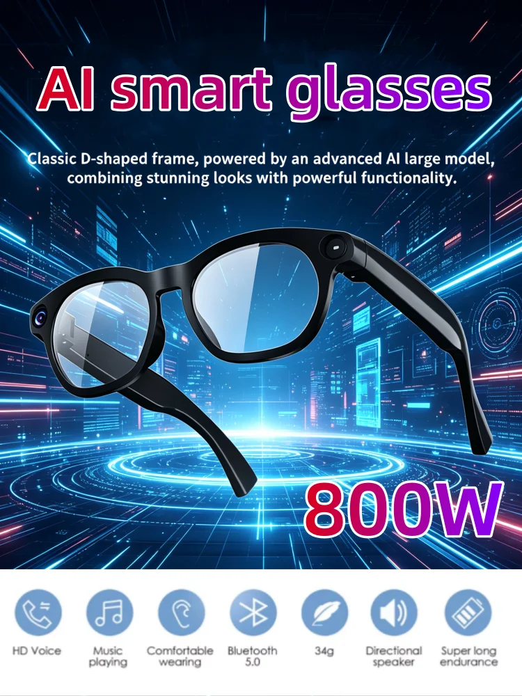 2026 CY03 New AI Smart Glasses 800W Pixel HD Camera Video Bluetooth Call Real time Translation Live Streaming Smart Glasses