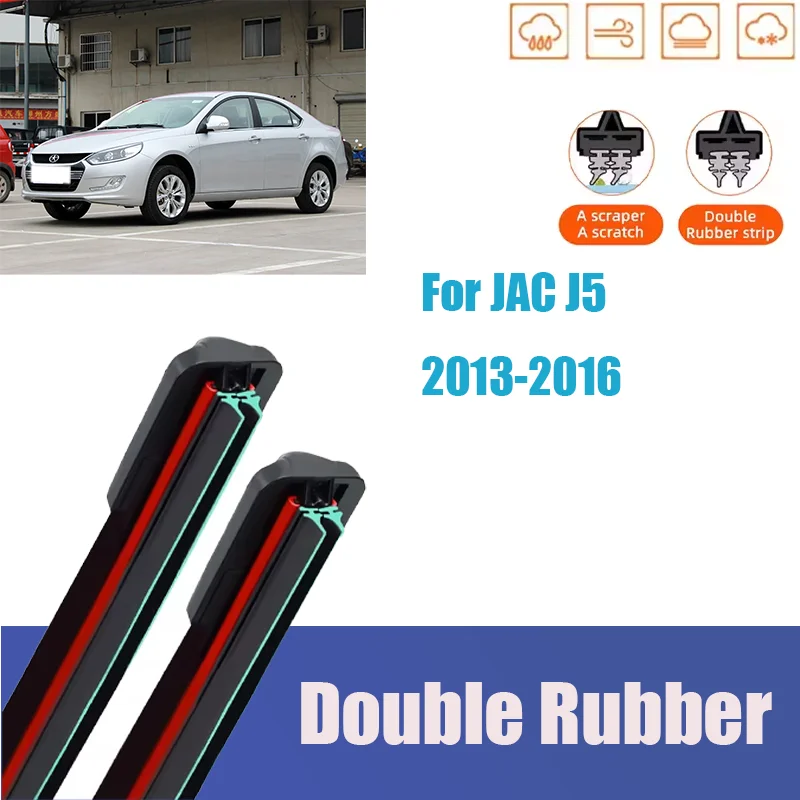 

For JAC J5 2013-2016 Front Wiper General Autos Blades Boneless Frameless Double Rubber Cleaning