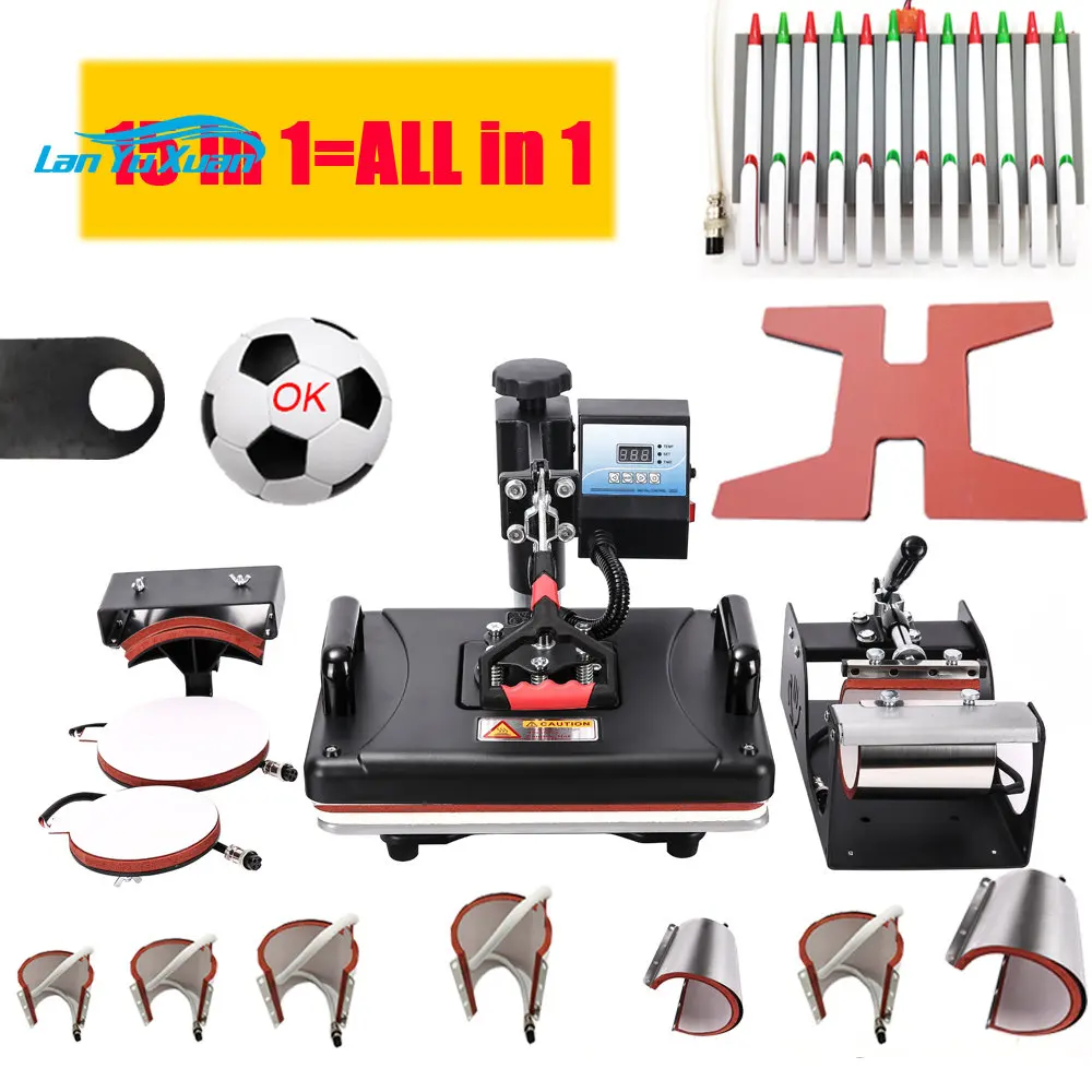 RubySub 15 In 1 Combo Heat Press Machines 2D Heat Transfer Machine for Mug/Tshirt/Shoe/Plate/Pen/Ball