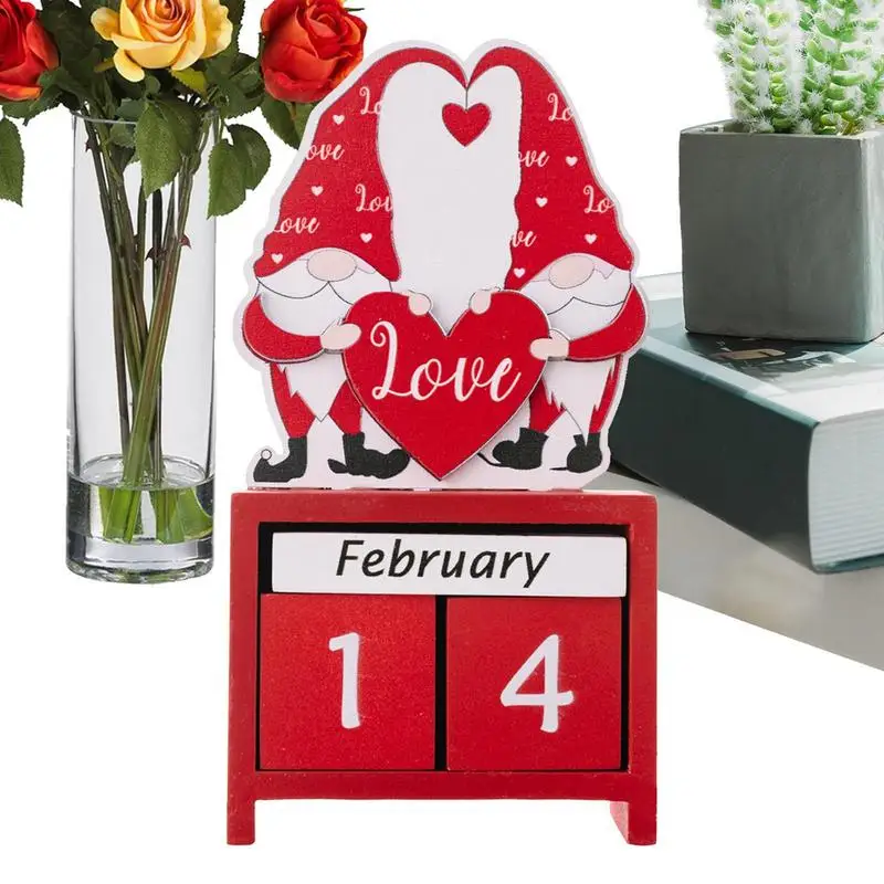 

Valentines Countdown Calendar Desk Calendar 3D Count Down Ornament Gnome Heart Ornaments Table Centerpieces Countdown Calendar