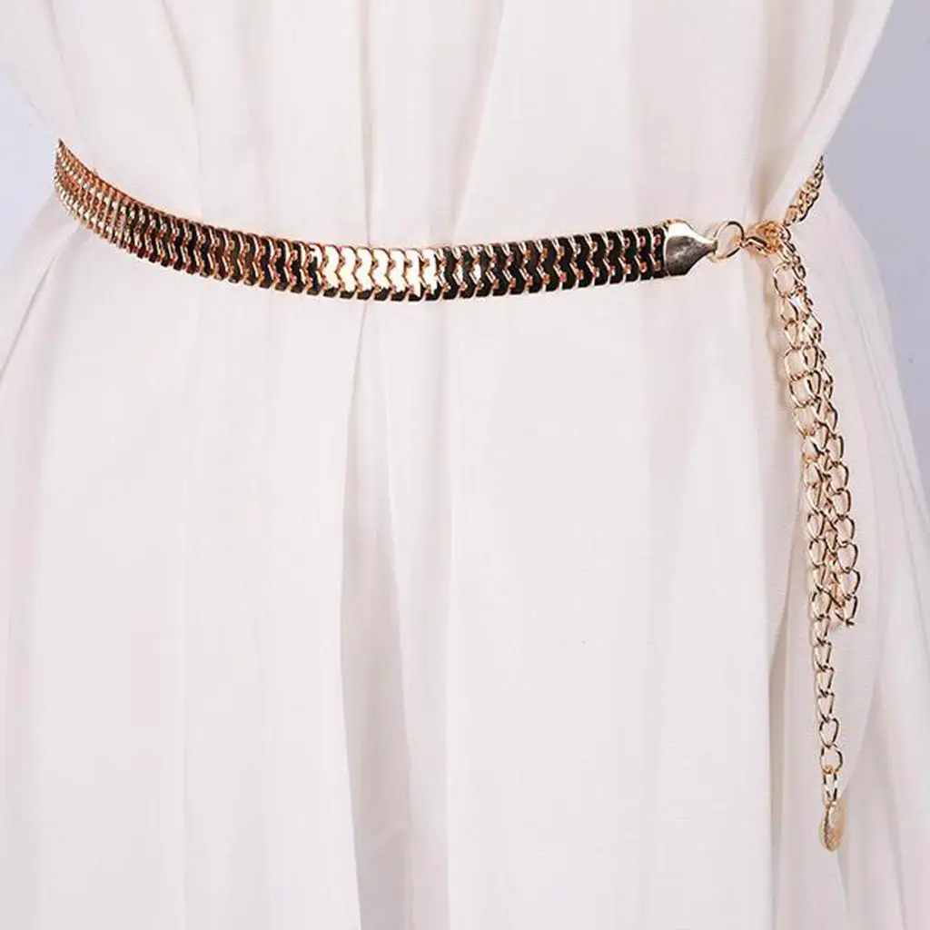 

Vintage Belt Metal Waist Chain Belt Wide Skin Tassel Band Women
