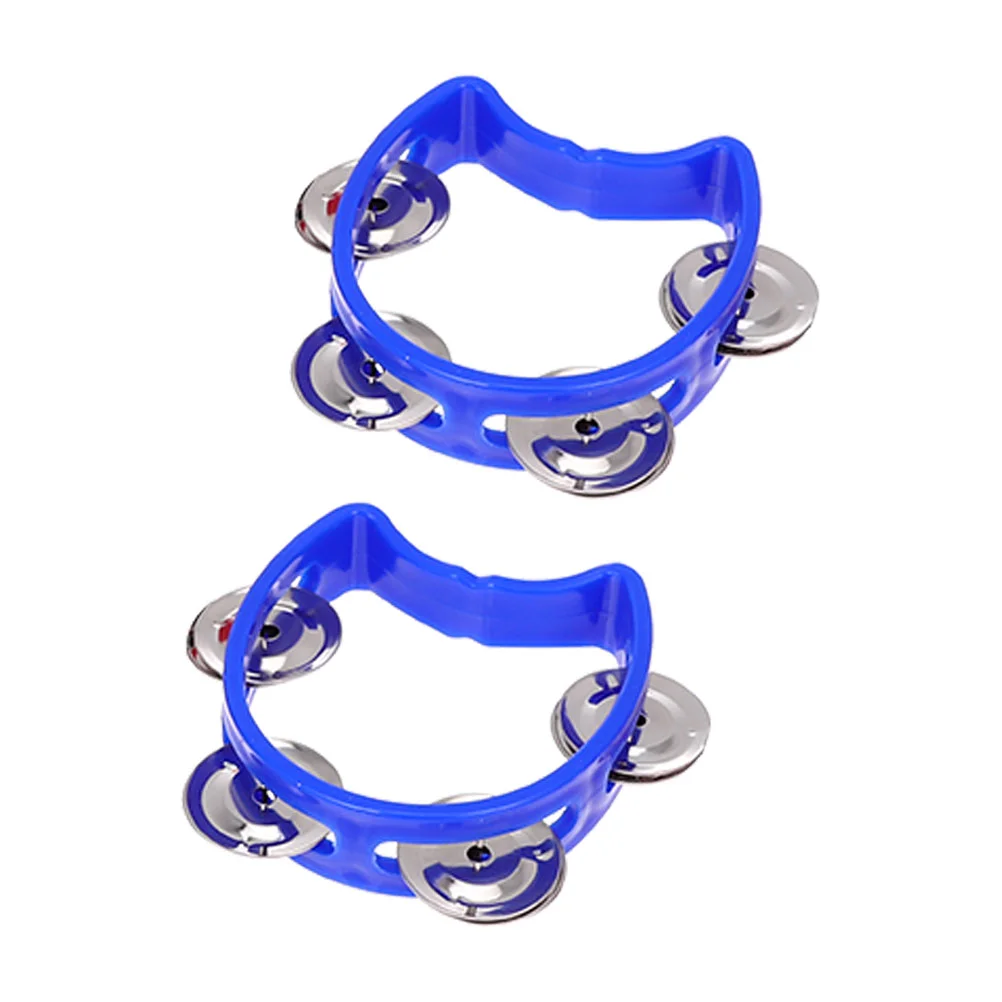 

2 Pcs Flower Bell Circle Four Handheld Tambourines Children’s Toys Double Row Rattle Metal Music Enlightenment