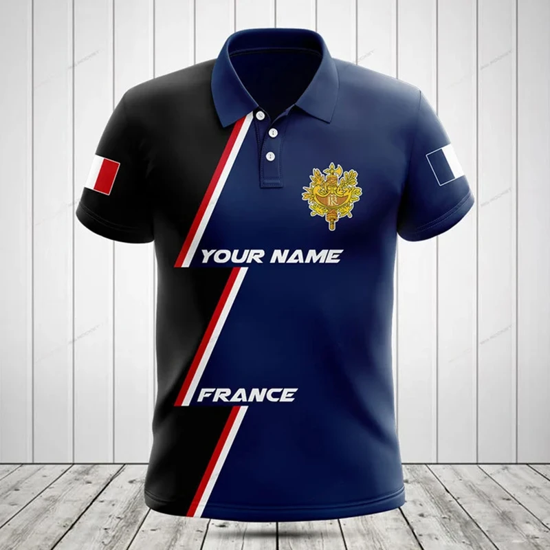 Custom Name France Flag Graphic Polo Shirt Summer Casual Unisex Pullover Loose Cool Jersey Fast Dry Non Fading Short Sleeve Tops