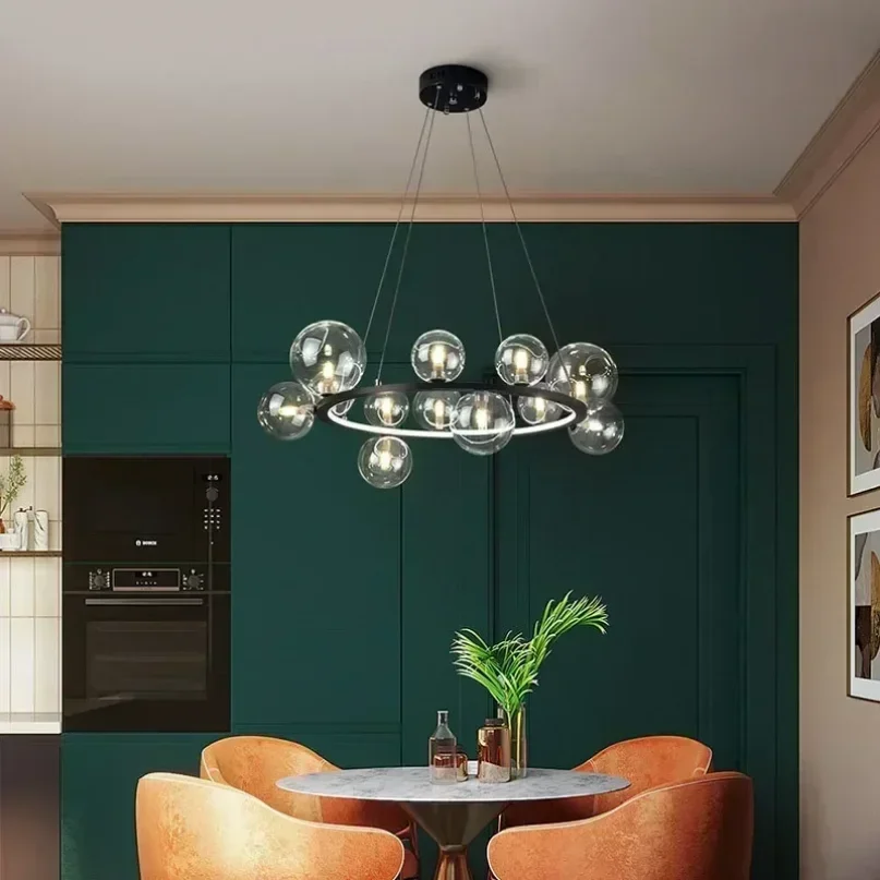 2025 Nordic Transparent Glass Bubble Chandelier Living Room Lighting Fixtures Kitchen Dining Bedroom Hang Lamp G9 Bulb Good Pack