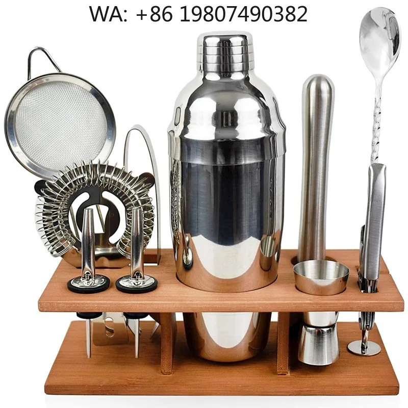 Wine Martini Mixology Supply Kit, 11Pcs Stainless Steel Boston Cocktail Shaker Complete DIY Bar Accessories For Party
