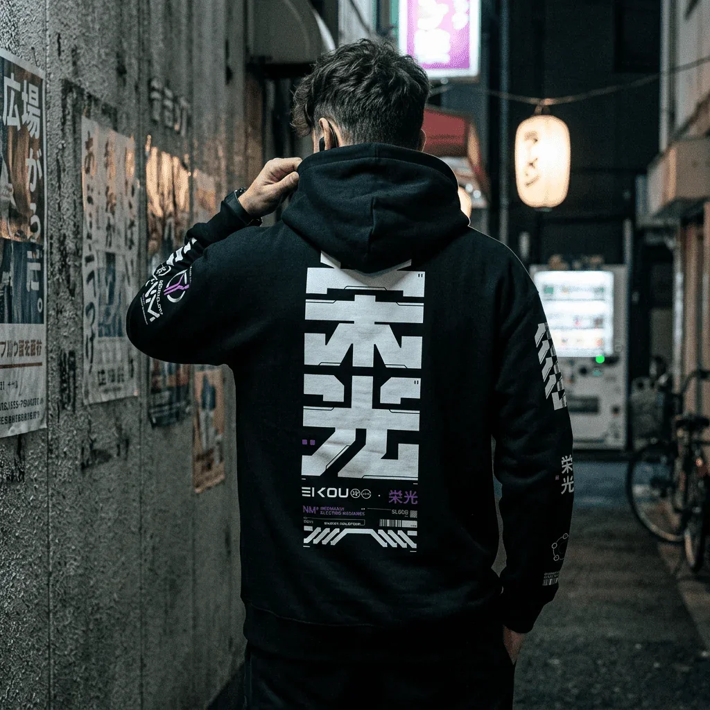 NeoMachi Techwear Hoodie Japanese Streetwear Futuristic Graphic Hooded Sweatshirt Men Cyberpunk Rban Street Style