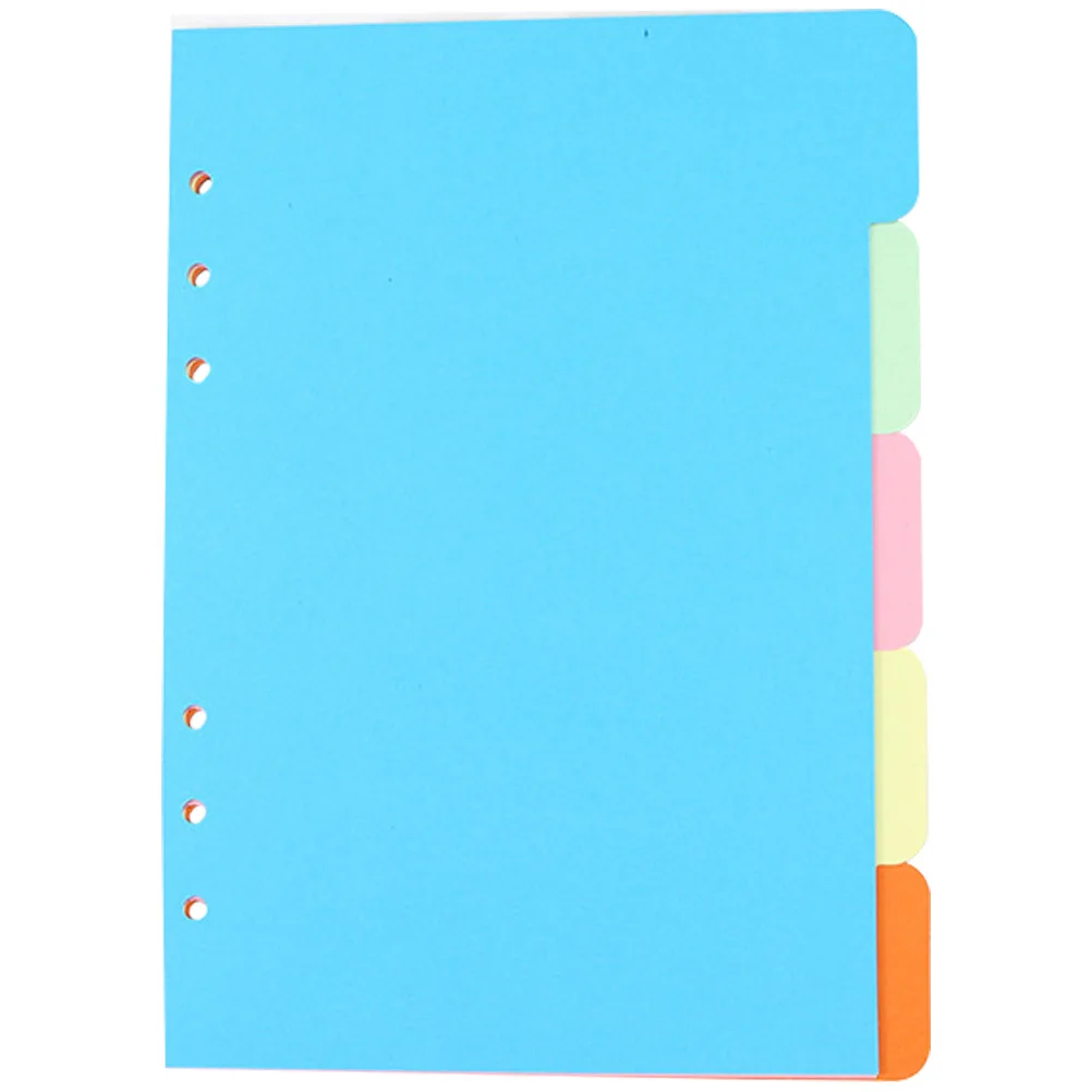 

5Pcs Colorful A7 Index Cards Punched Divider Paper Long-Lasting Wear-Resistant Stationery Set for Notebook Filing System Use