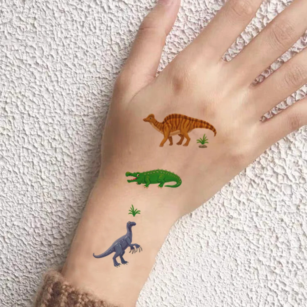 12pcs Dinosaur Pattern Hand Tattoo Waterproof Animal Cartoon Temporary Tattoos Stickers Fake Tattoo for Women Men Birthday Gifts