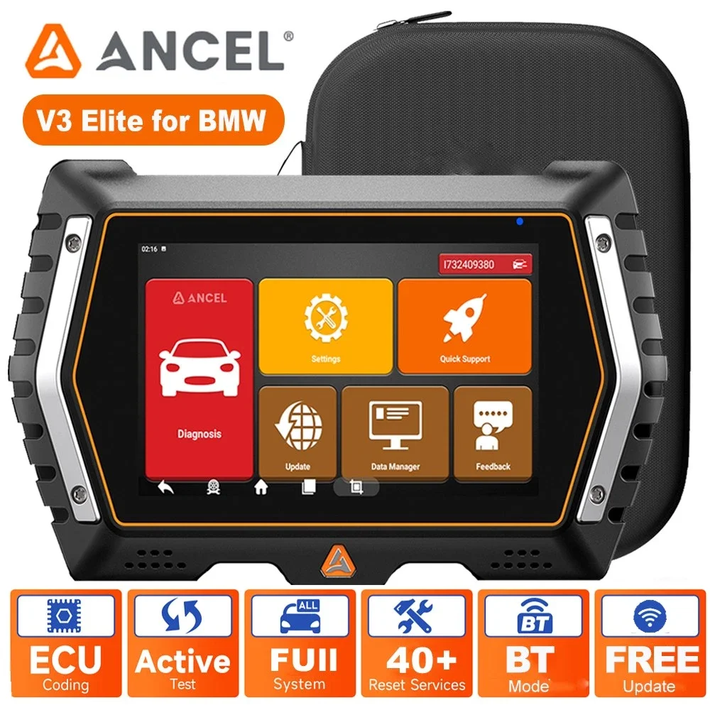 ANCEL V3 Elite For BMW OBD2 Auto Scanner Tool All System Dianostic Bidirectional Control OBD2 Diagnostic ECU Coding Oil EPB BMS