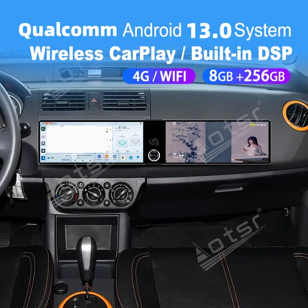 

12,3-дюймовая автомобильная магнитола Qualcomm для Suzuki Swift 2004-2016, 2K IPS, беспроводной CarPlay, Android 13, GPS-навигация, 4G WiFi, DSP, SWC, OEM