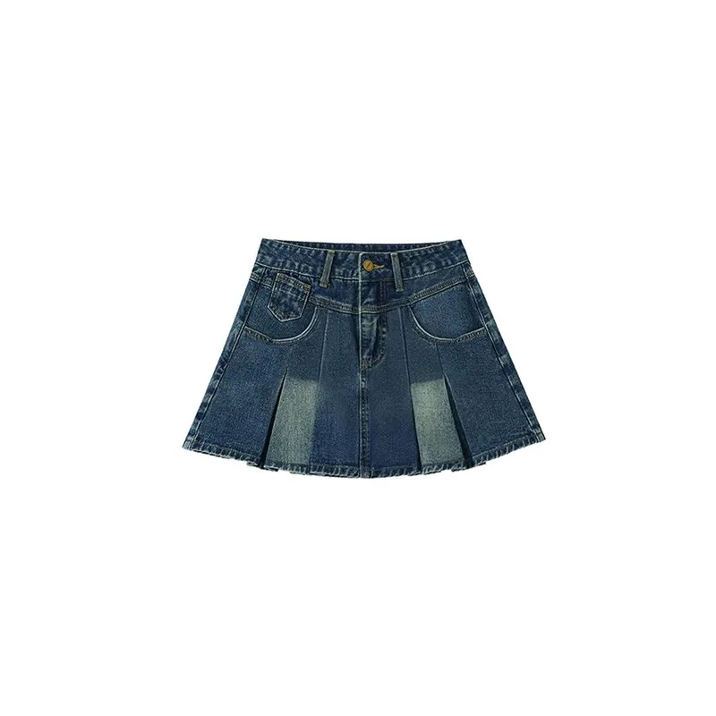 

Deep Blue A-Line Denim Skirt Women's Summer New plus Size High Waist Hip Concealing Slimming f-length Skirts