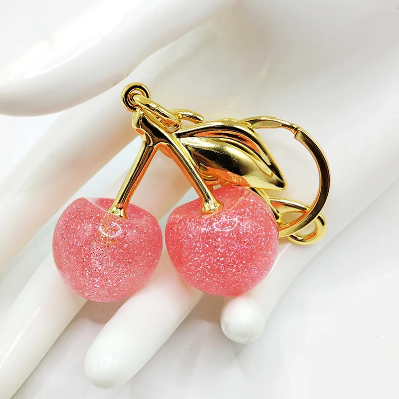

Luxury Crystal Keychain Bag Pendant Cherry Blossom Design Fashionable Accessory for Luggage Handbag Carabiner Clip-On Ornament