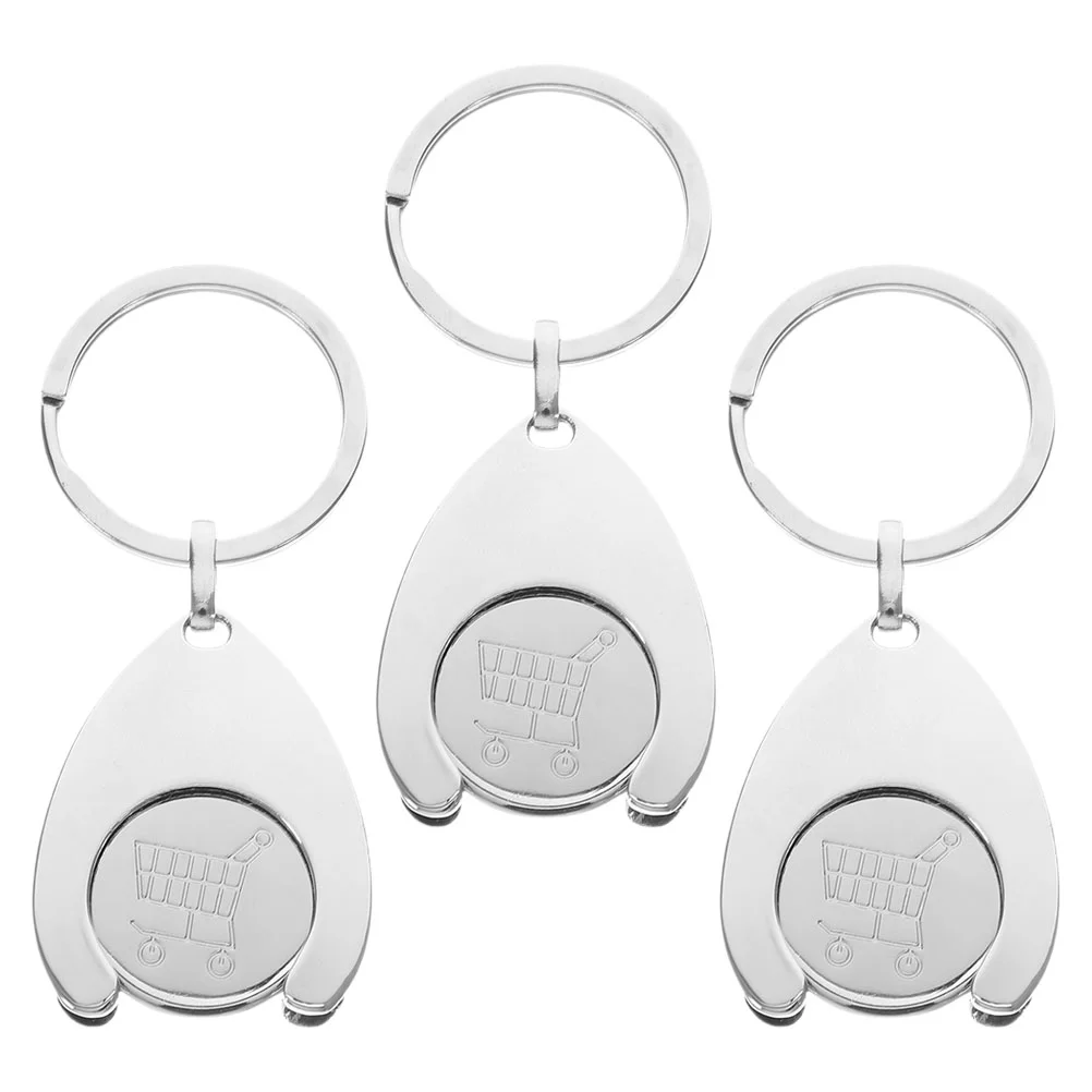 3 Pcs Cart Token Key Fob Chain Decor Trolley Keychain Ornament Pendant Ring Wallet