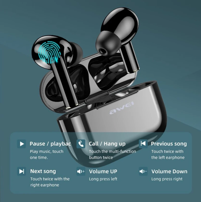 Awei T29/T29 ANC Headset Bluetooth Headphones TWS Earphones Wireless In-ear Earbuds Type-C Quick Charge Headset With Microphone