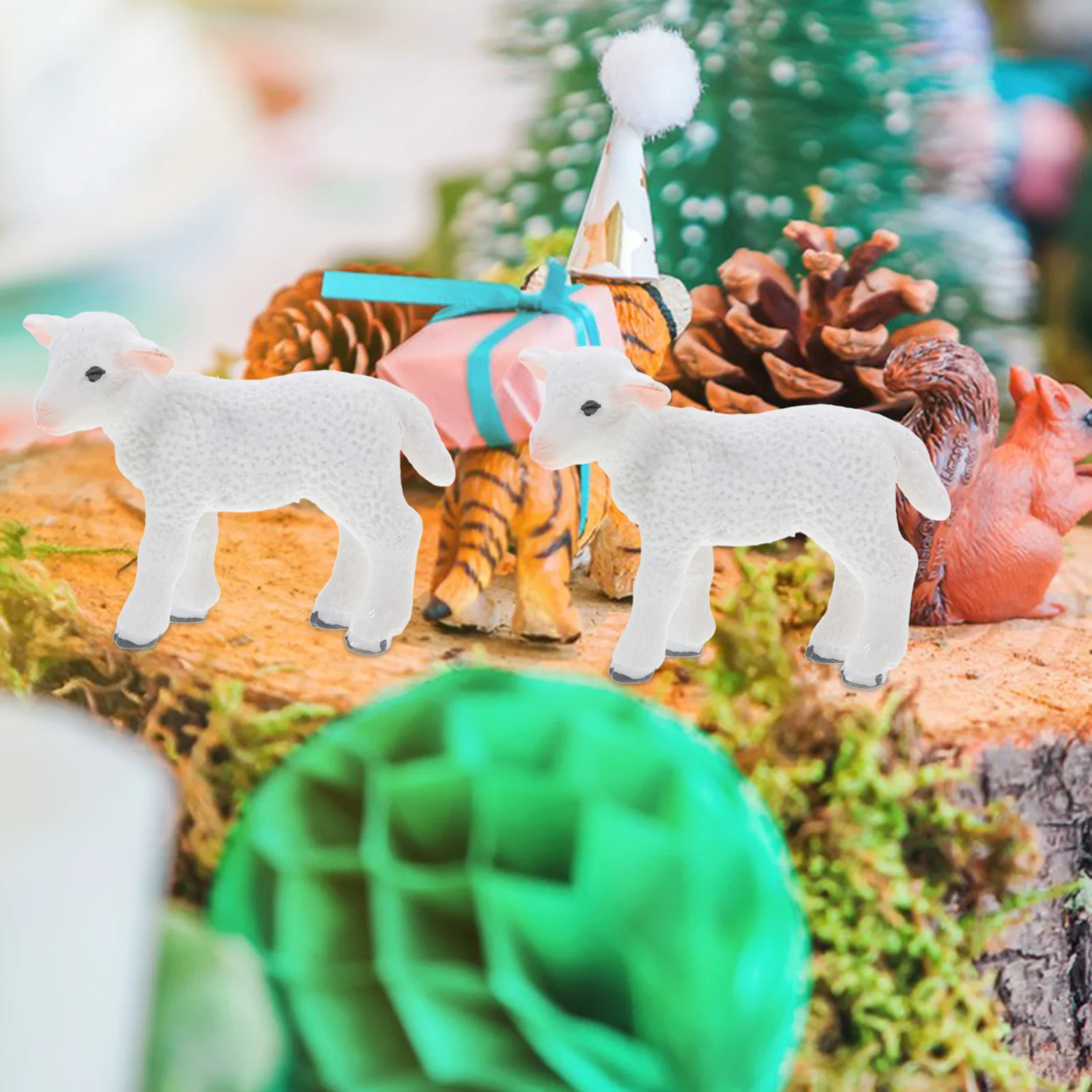 

2pcs Lamb Shaped Handicrafts Decorative Artware Plastic Household Adornments Exquisite Garden Statues For Flower Pot Bonsai