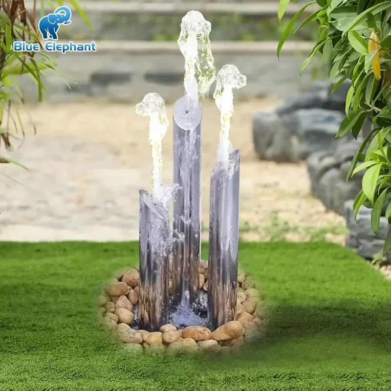 Outdoor Garden Fountain Stainless Steel Garden Fountain Ornament Outdoor Water Feature Waterfall