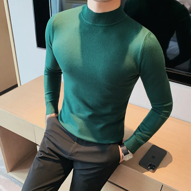 2022 Autumn Winter Fashion Turtleneck Long Sleeve Knitted Sweaters For Men Clothing Slim Fit Casual Pullovers Pull Homme S-4XL