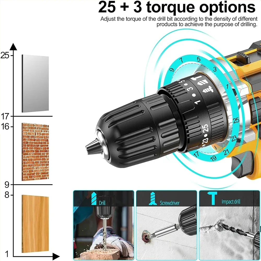 21V Cordless Drill Set, 23 Pieces Drill with 3/8\