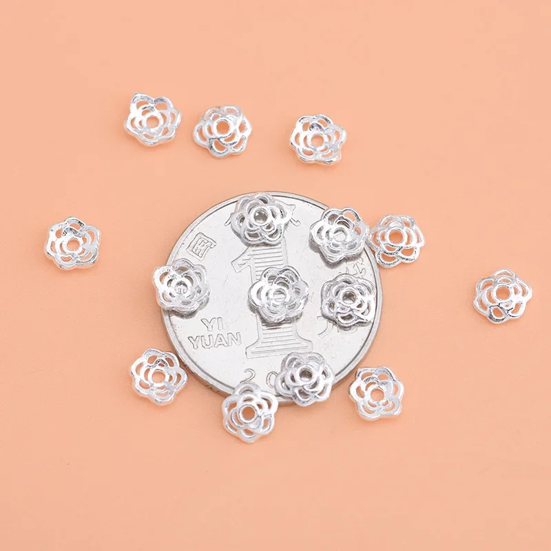 10PCS925 sterling silver DIY material accessories, rose bracket spacer, handmade beaded material crystal bracelet accessories