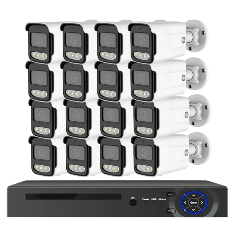 8MP 4-Channel 32CH Outdoor IP66 Waterproof Security Camera Kit Night Vision HDD Data 16CH POE CCTV IP System Poe Nvr
